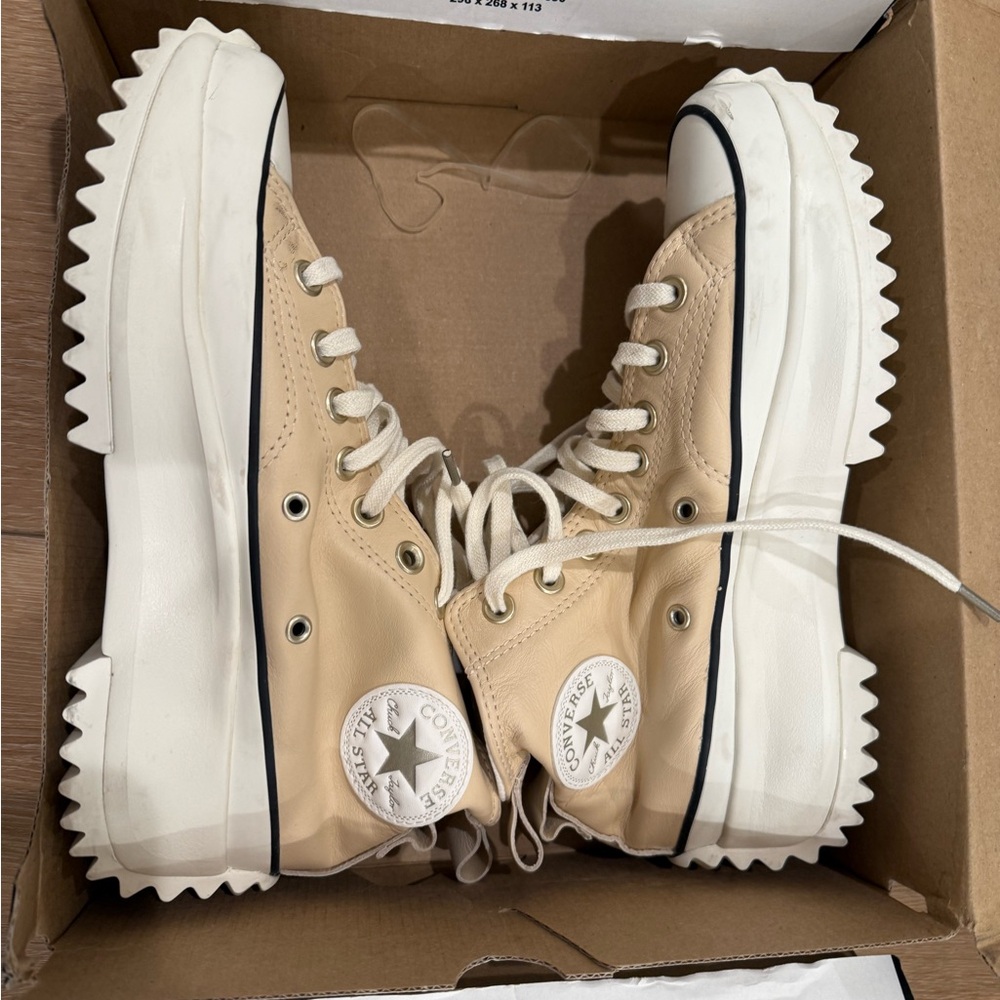 Converse Cream High-Top Platform Sneakers